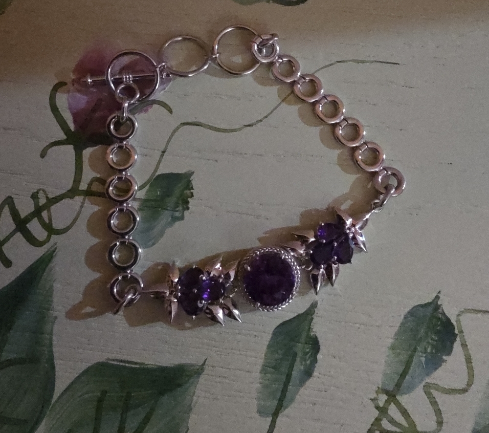 JTV Moroccan Amethyst Sterling Silver Bracelet Adjustable